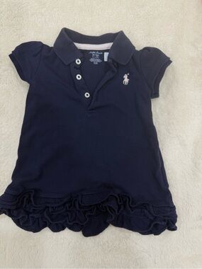 Ralph Lauren Navy Polo dress with Pink  Embroidery